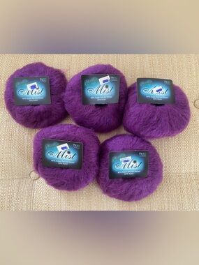 Lot of 5- Naturally Yarns Mist, Purple, 25 g, 181 yds, 80% Mohair, 20% Nylon